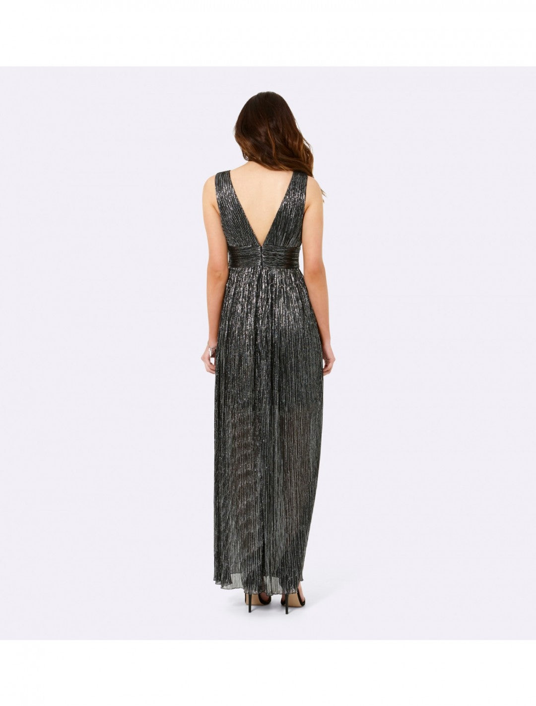 FOREVER NEW Metallic split front maxi dress 10