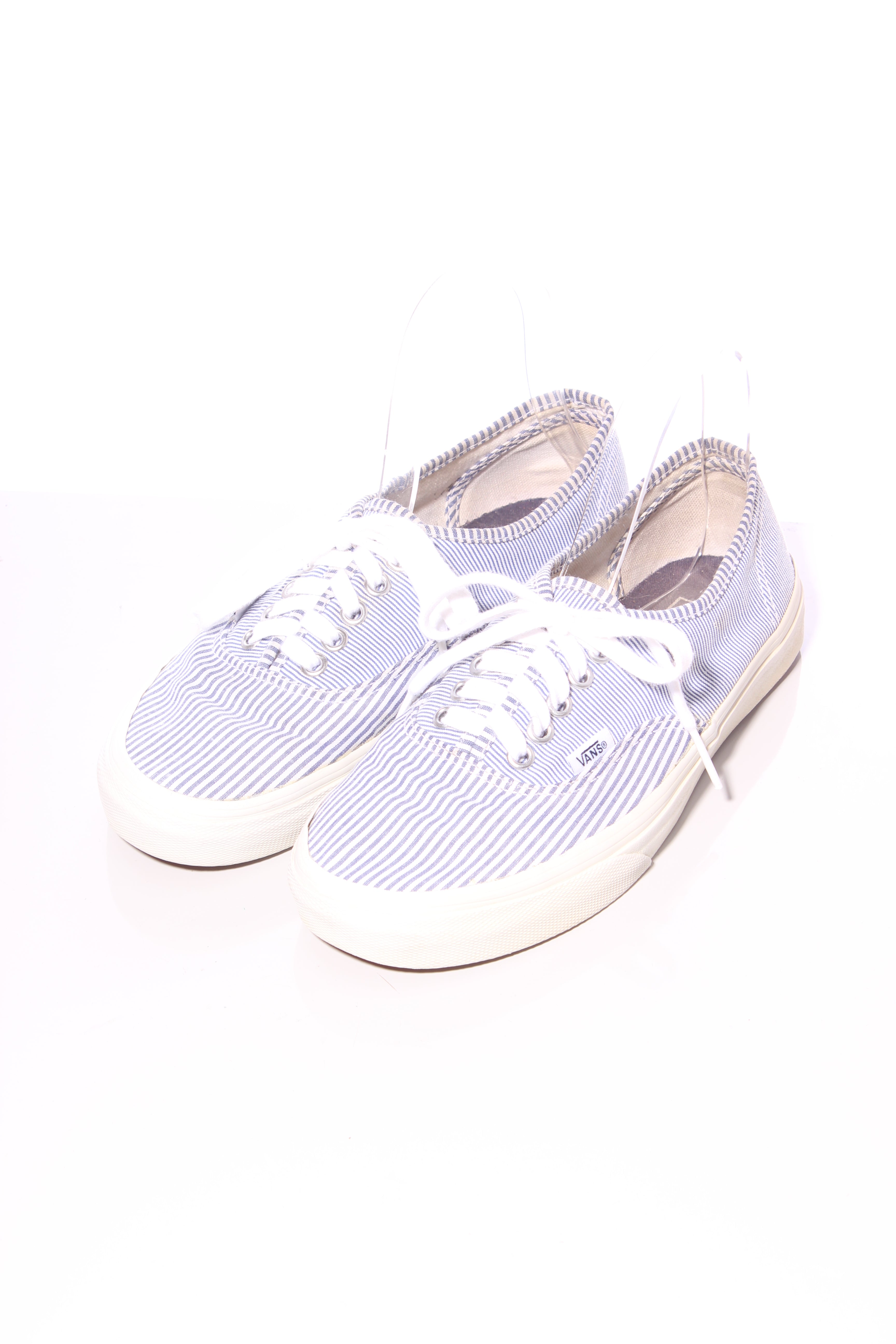 White vans with blue on sale stripe